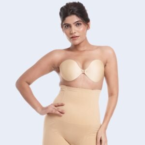 Women Nude Self Adhesive Sticky Push Up Silicone Backless Bra- 2